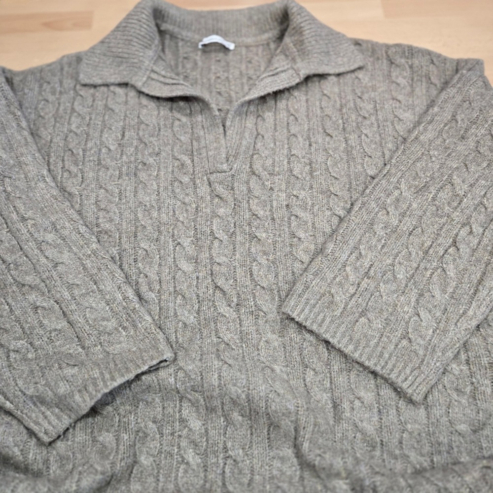 Abercrombie & Fitch XXLT Taupe Cable Knit Blend Long Sleeve Pullover Sweater
